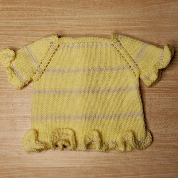 Unbranded Toddler Girls Yellow Striped Hand Knit Short Sleeve Cardigan S… - Picture 2 of 2